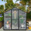 Serre de 6 pi x 8 pi pour l'extérieur, serre en polycarbonate avec structure à installation rapide et évent de toit, grande serre en aluminium pour l'extérieur de la cour arrière, noir