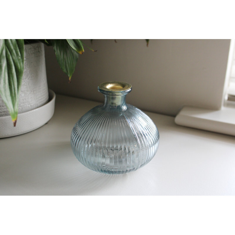 Glass Tabletop Candlestick, Blue