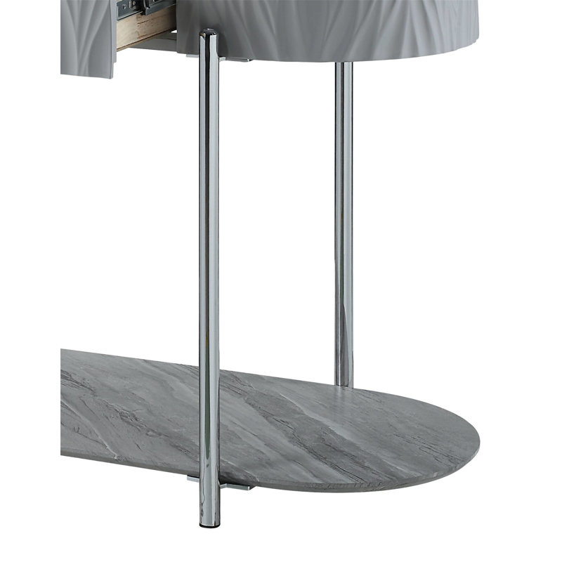 Table de canapé yukino gris ultrabrillant et chrome