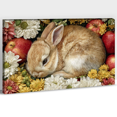 Art mural de lapin de Pâques GUTTATY, décoration murale de photos de lapin de Pâques au printemps, décorations murales de fleurs de lapin et de printemps, impressions de Pâques pour le salon, la chambre d'enfant, la chambre d'enfant prête à être suspendue 24 po x 32 po