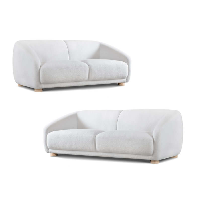 Ensemble de canapé Celal, Blanc, 2 pièces: causeuse, canapé