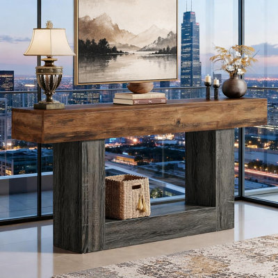 Wooden Console Table, Narrow Long Wood Sofa Table, Living Room Table Rectangular Sofa Table Behind The Couch