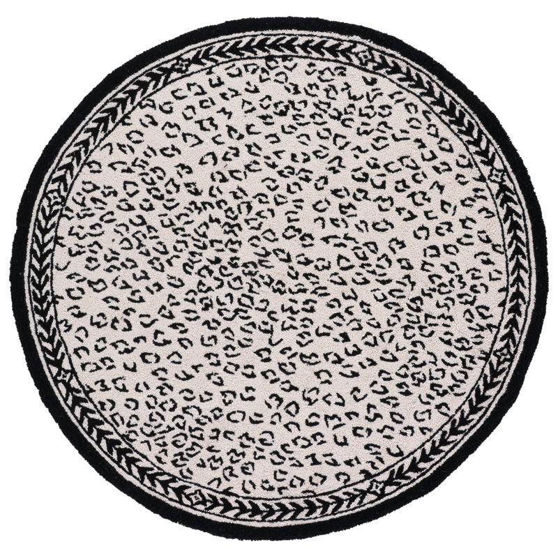 Tapis en laine crocheté à la main Chelsea, Rond 5 pi 6 po