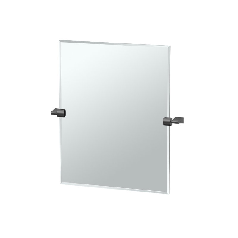 Miroir mural bleu sans cadre rectangulaire | Miroir de meuble-lavabo pivotant, Noir mat, H 31,5 po x l 27,75 po