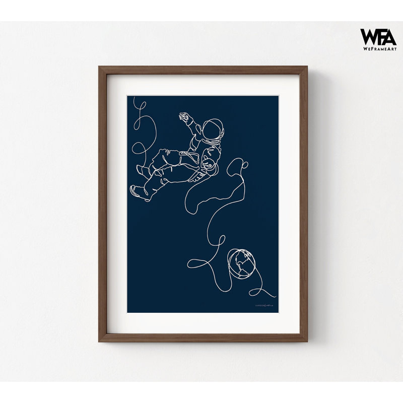Bleu marine, œuvre d'art de l'astronaute blanc, silhouette de l'astronaute blanc, dessin de l'école primaire, décor de chambre de bébé bleu foncé