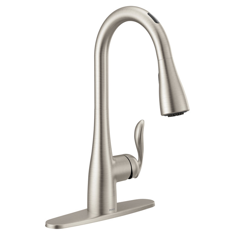 Robinet de cuisine à poignée simple Arbor, Acier inoxydable résistant aux taches