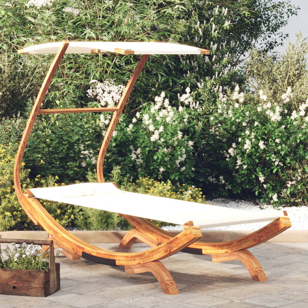 Outdoor Lounge Bett mit Baldachin 100X190x134 Cm Massivholz Brylyn