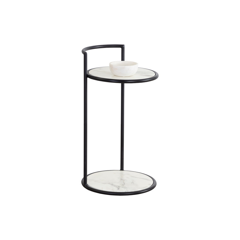 Parga Outdoor Round Side Table, White, Black