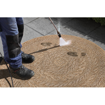 Round Almendro Geometric Flatweave Indoor / Outdoor Area Rug