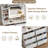 33” W Vanity Desk With Led Mirror, Modern Makeup Table With 6 Large Drawers, Dresser With Mirror For Bedroom, Chest Of Drawers With 3 Storage Shelves, 3 Lighting Modes
