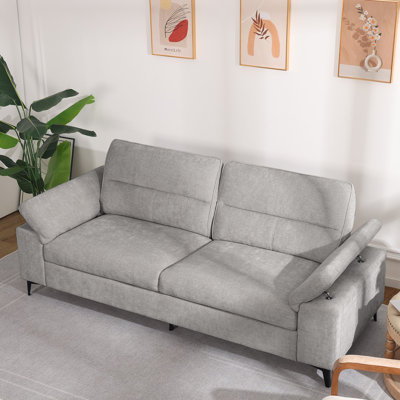 71” Modern Chenille Sofa Adjustable Armrest Couch