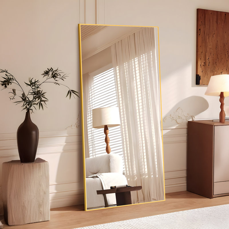 Très grand miroir encadré en métal, miroir pleine longueur sur pied pour la chambre à coucher, le salon ou la salle de sport