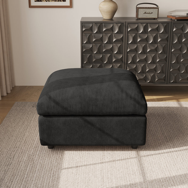 Kessi 33.5" Upholstered Ottoman, Black