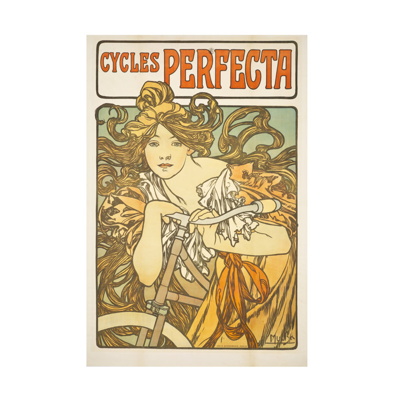 «Alphonse Marie Mucha Cycles Perfecta», art sur toile de 1897, H 19 po x l 12 po