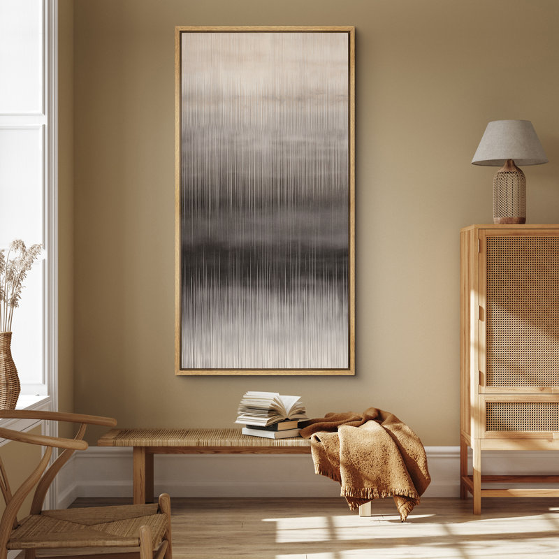 Neutre dégradé abstrait avec mouvement vertical doux - grand art mural encadré sur toile de la chambre principale, Naturel
