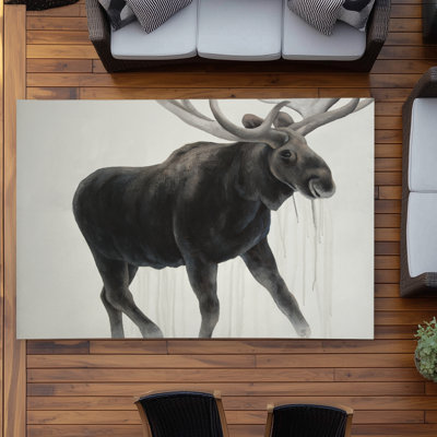 Walking Moose Rustic Holidays Outdoor Area Rug for Home Decor