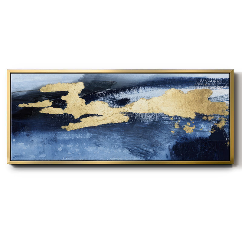 Gilded Indigo Sea I - toile encadrée, H 24 po x l 60 po