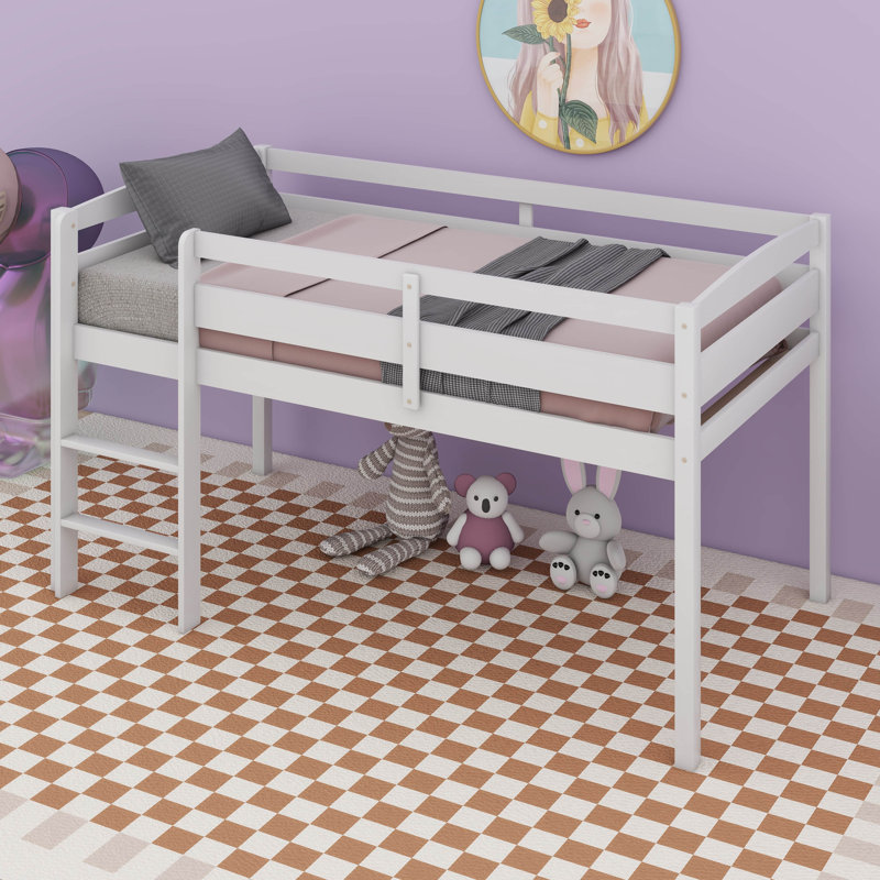 Lit mezzanine simple Haralampie, pour enfants, Blanc