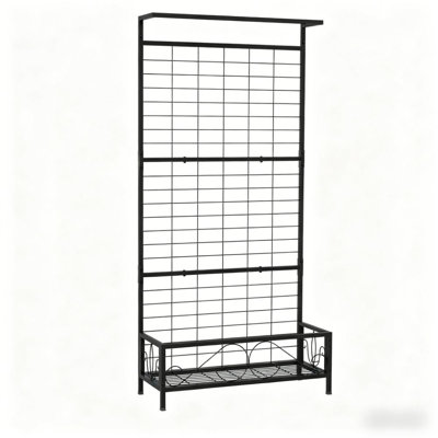 Plant Holder,Metal Tall Plant Stand With Trellis And Hanging Bar,For Indoor Outdoor Use