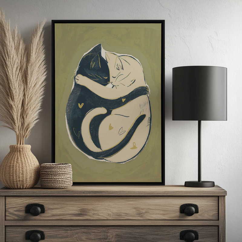 «Cats In Love» par Thingdesign, reproduction d'art, Noir, Impression encadrée sans passe-partout, H 16 po x l 12 po