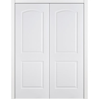 2-Panel Arch Pre-Hung White Laminated Traditional Interior Double Door