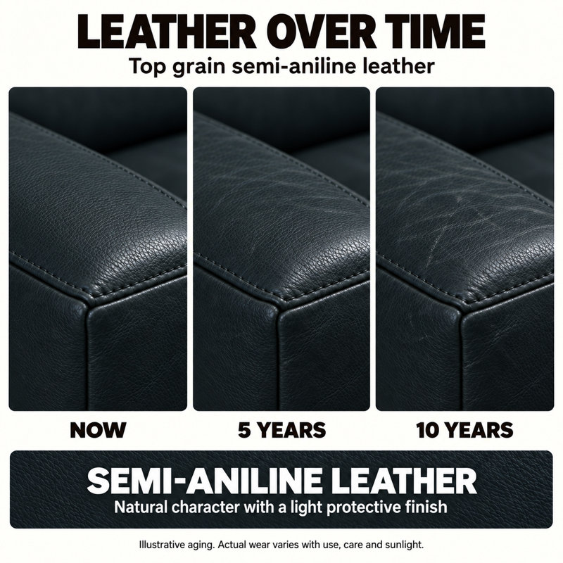Soho Heirloom Quality Ottoman in Buttery Soft 100% Top Grain Leather, Made to Order, Amadeus Sapphire