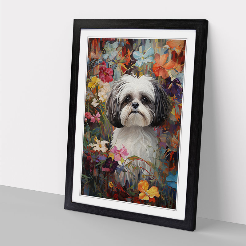 Shih Tzu Contemporary - Framed Print, Black, 34cm H x 25cm W x 2cm D