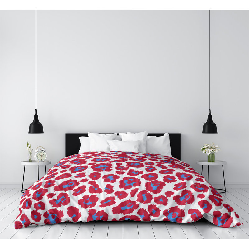 Housse de couette à imprimé léopard Throwback, Microfibre, Édredon très grand, Rouge/brun