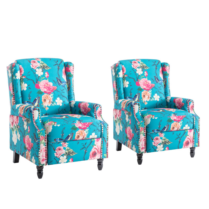Manual Standard Push Back Recliner, Blue Peacock