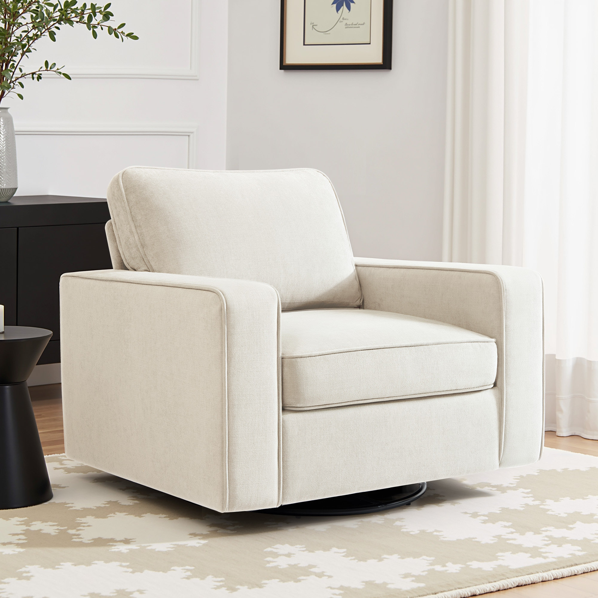 Ebern Designs 36.2" Wide Upholstered Swivel Accent Armchair & Reviews | Wayfair