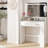 Vanity Desk with Mirror and Lights,White Makeup Vanity with Power Outlet 