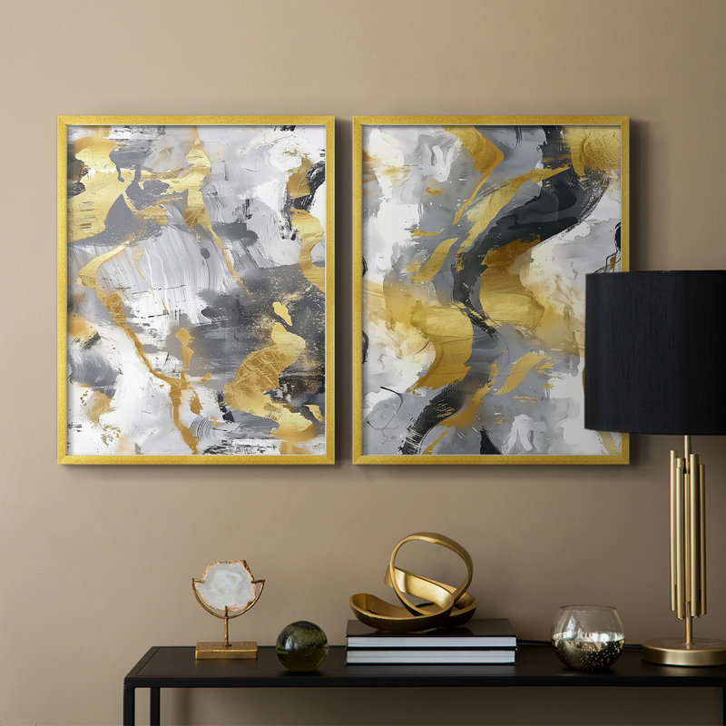 ABSTRACT Series cmxxxiv - reproduction encadrée de qualité supérieure - prête à être accrochée - aucun clou requis - aucun clou requis