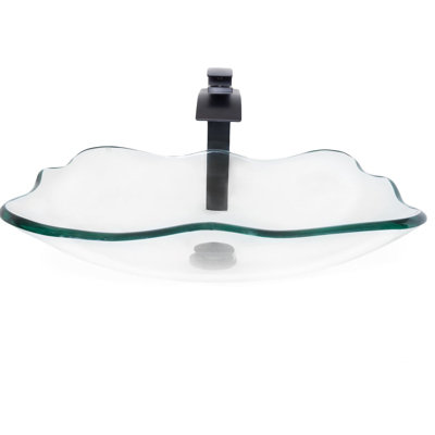 Lavabo de salle de bain vasque en verre transparent avec robinet