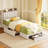 Upholstered Bed Frame with 3 Drawers, Bed with Storage Headboard and Charging Station-1248422149-1228236070
