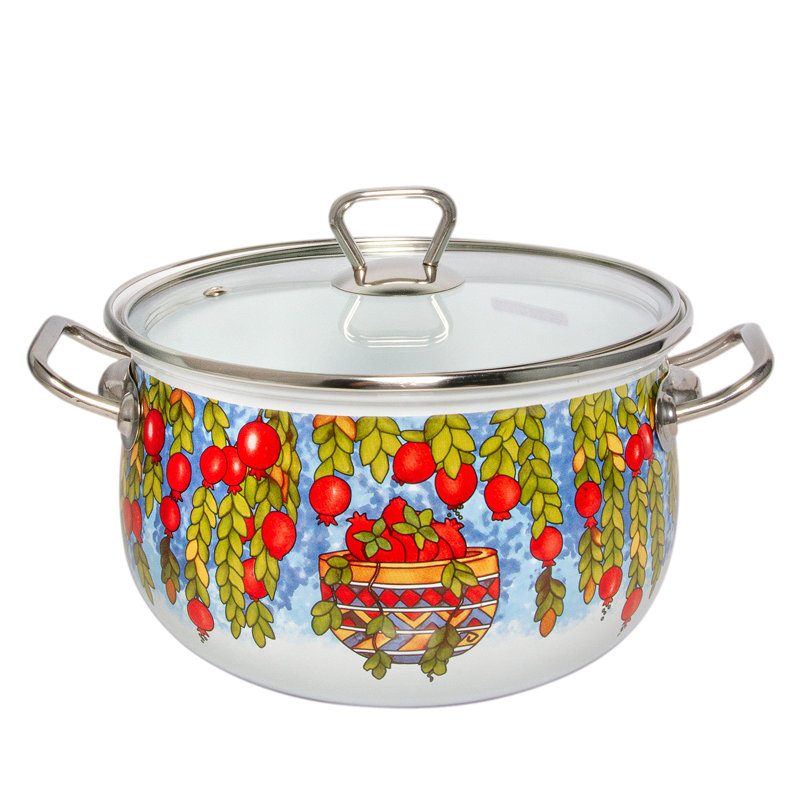 Cocotte profonde avec couvercle en verre 4 pte (3,8 L) Pomegranate Belly, 6,55 pte
