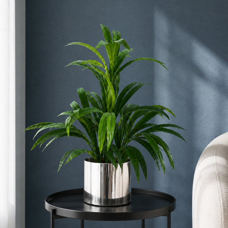 65cm Faux Bamboo Tree in Metal Planter, Silver