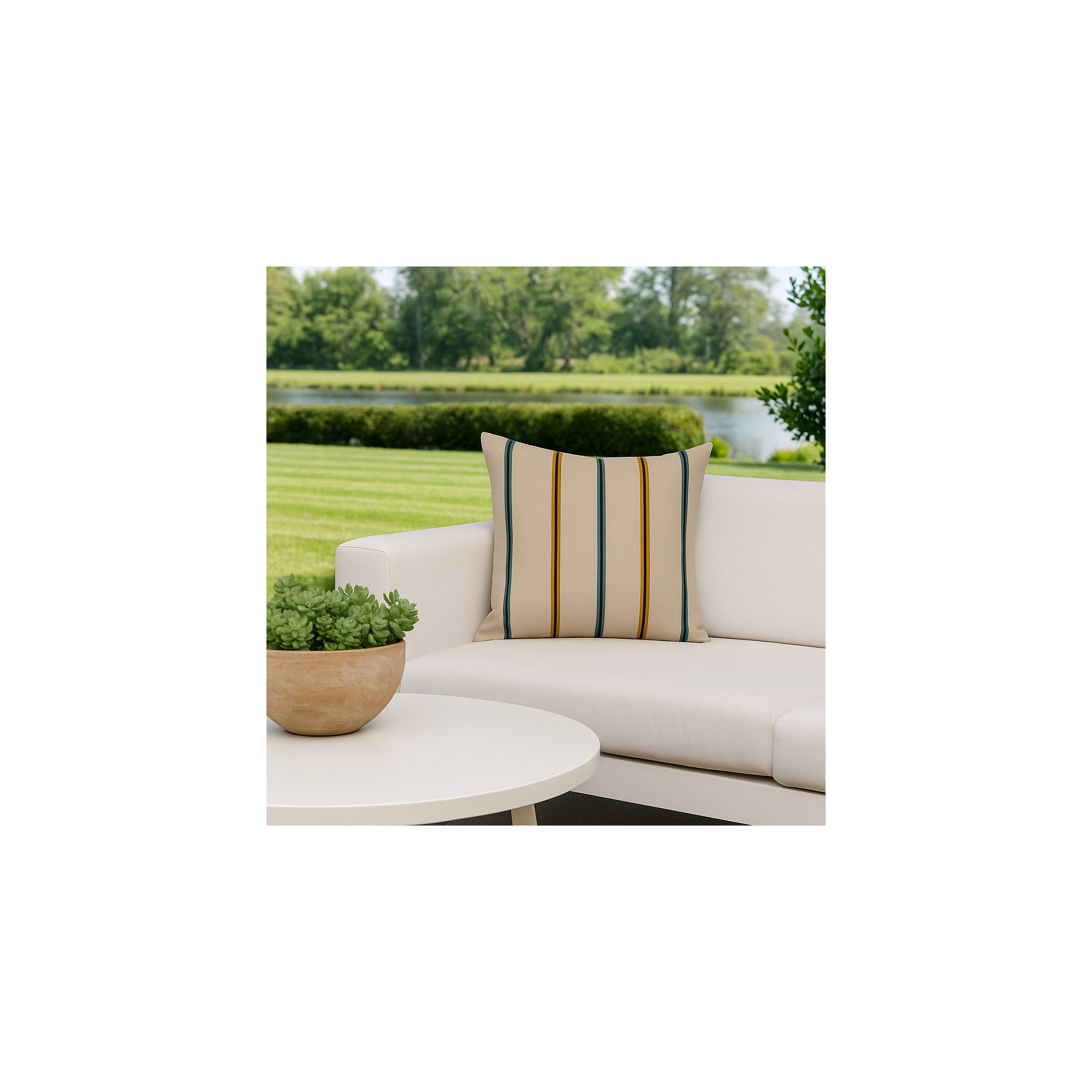 Maurine Striped Throw Pillow, Square 20", Yellow