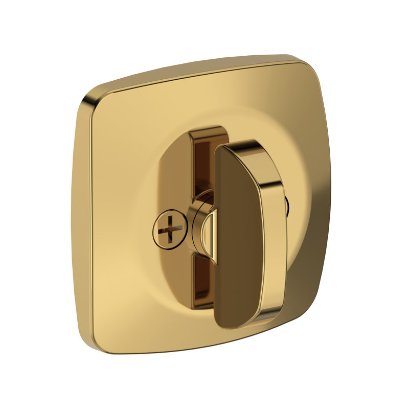 Soft Square Deadbolt Single Cylinder Deadbolt in Lifetime (PVD) Polished Brass, Lifetime (PVD) Polished Brass