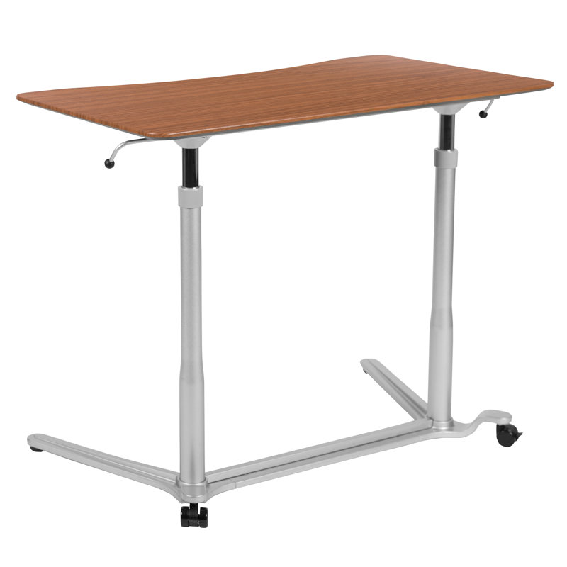 Sit-Down, Stand-Up Ergonomic Computer Desk, Cherry