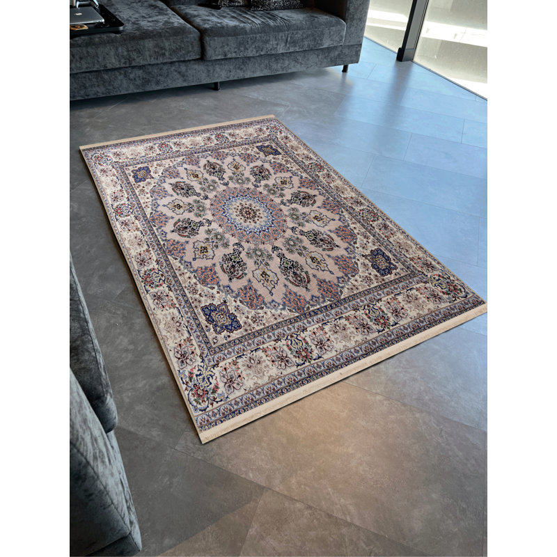 Tapis rose en polypropylène à imprimé numérique Xylina, Tapis de couloir 3 pi 4 po x 9 pi 11 po