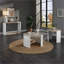 Chêne & amp; Table basse blanche ultrabrillante avec base traîneau, facile à nettoyer et amp; Durable pour le salon