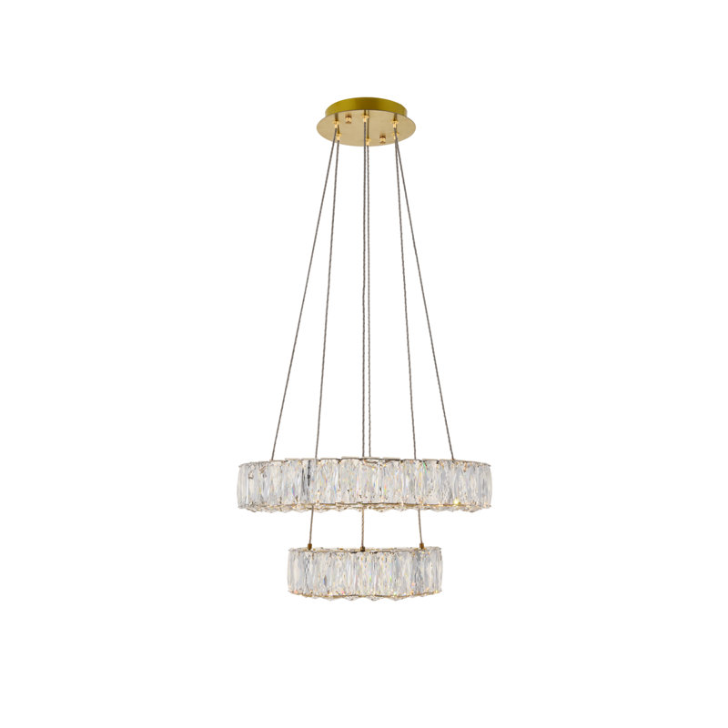 Lustre ovale en cristal 2 lumières Steveson, H 12 po x l 18 po x P 18 po, Or