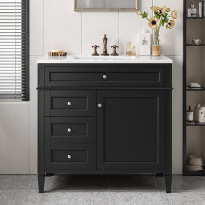 Meuble-lavabo moderne 36 po avec lavabo et tiroir 3 tiroirs