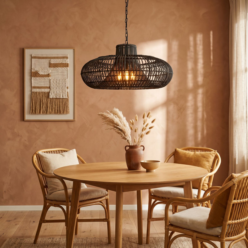 Luminaire suspendu en rotin Calypso, Forest Black