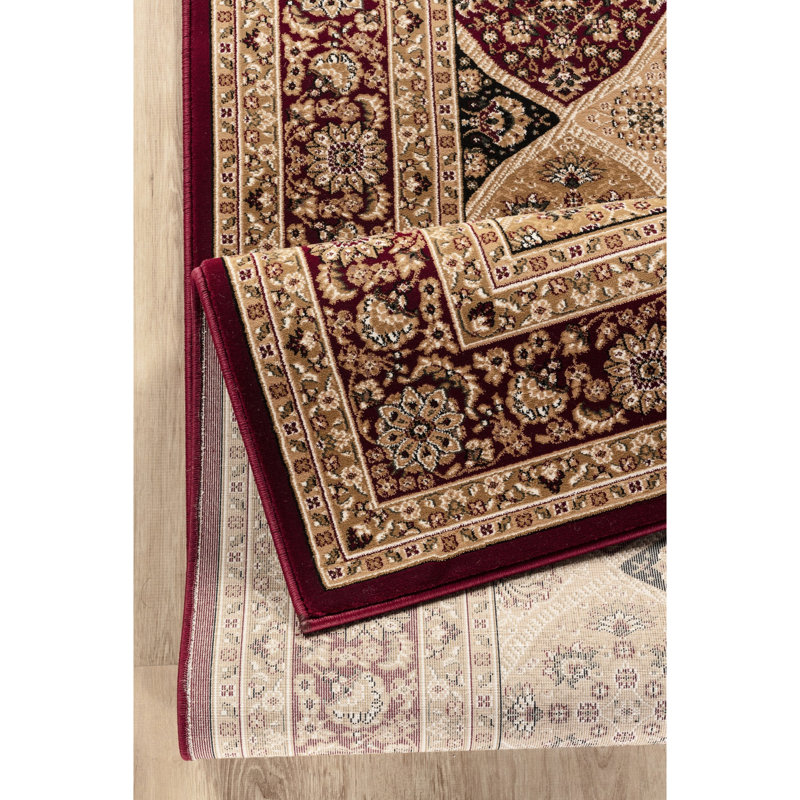 Red 24 In. X 36 Machine-made Polypropylene Area Rug In Casual Traditional Luxury Style, 0.47” Pile, & Pet Safe