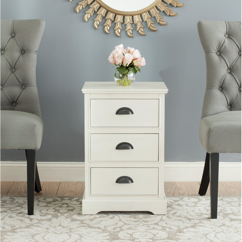 Calvillo 45cm W Solid + Manufactured Wood Bedside Table, Off White
