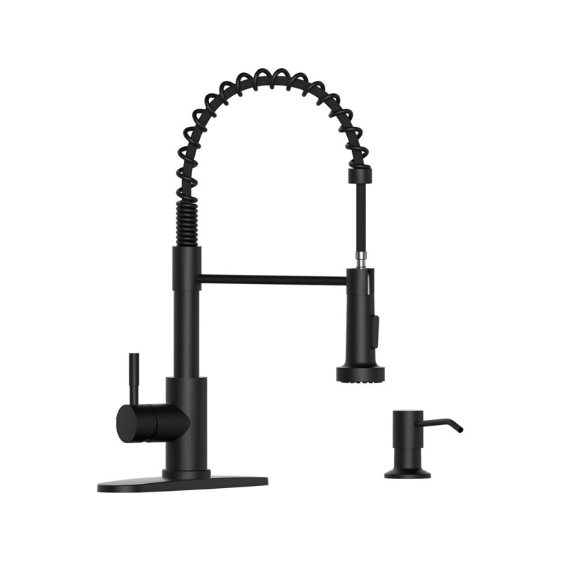 Matte Black High-Arc Kitchen Faucet with Pull-Out Spray
