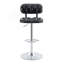 Ensemble de 2 tabourets de bar à hauteur ajustable, revêtement en cuir de polyuréthane noir avec base et repose-pieds chromés, tabourets modernes et confortables pour îlot de cuisine, bar personnel, salle de jeux et espace de pause-bureau