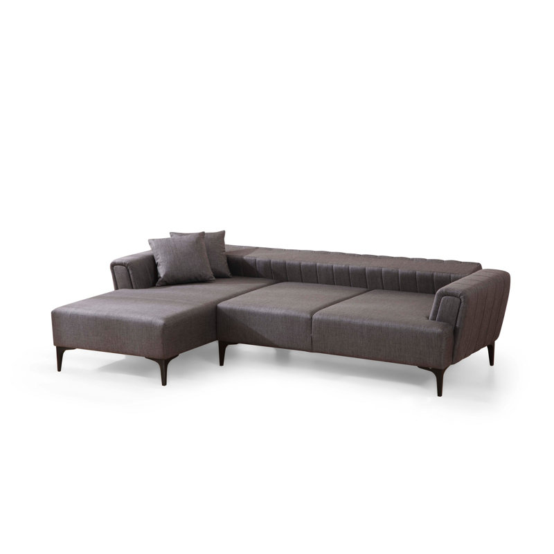 Élégant canapé-lit d'angle, gris foncé, 55,1 po x 106,3 po x 30,3 po | Structure en bois de hêtre et en carton, tissu 100% polyester | Mécanisme de dossier pivotant, mousse souple 28 pouces pour plus de confort | Conception facile à nettoyer, parfaite pour les espaces modernes