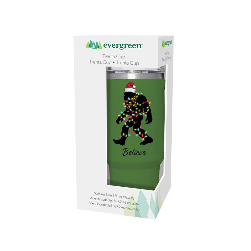 Christmas Bigfoot Double Wall Stainless Steel Cup with Gift Box & Straw, 30oz.